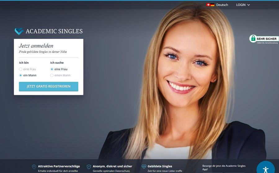 Startseite von Academic Singles