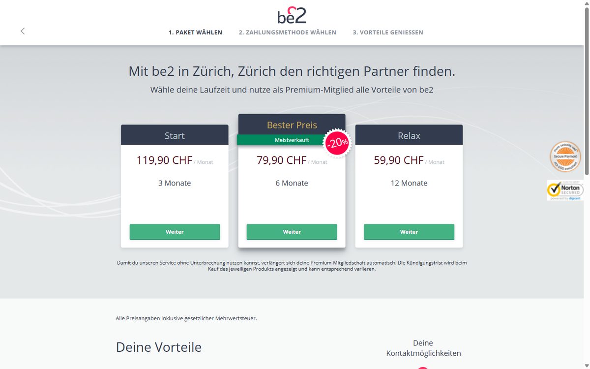 Premium-Angebote von be2 mit Preisen pro Monat