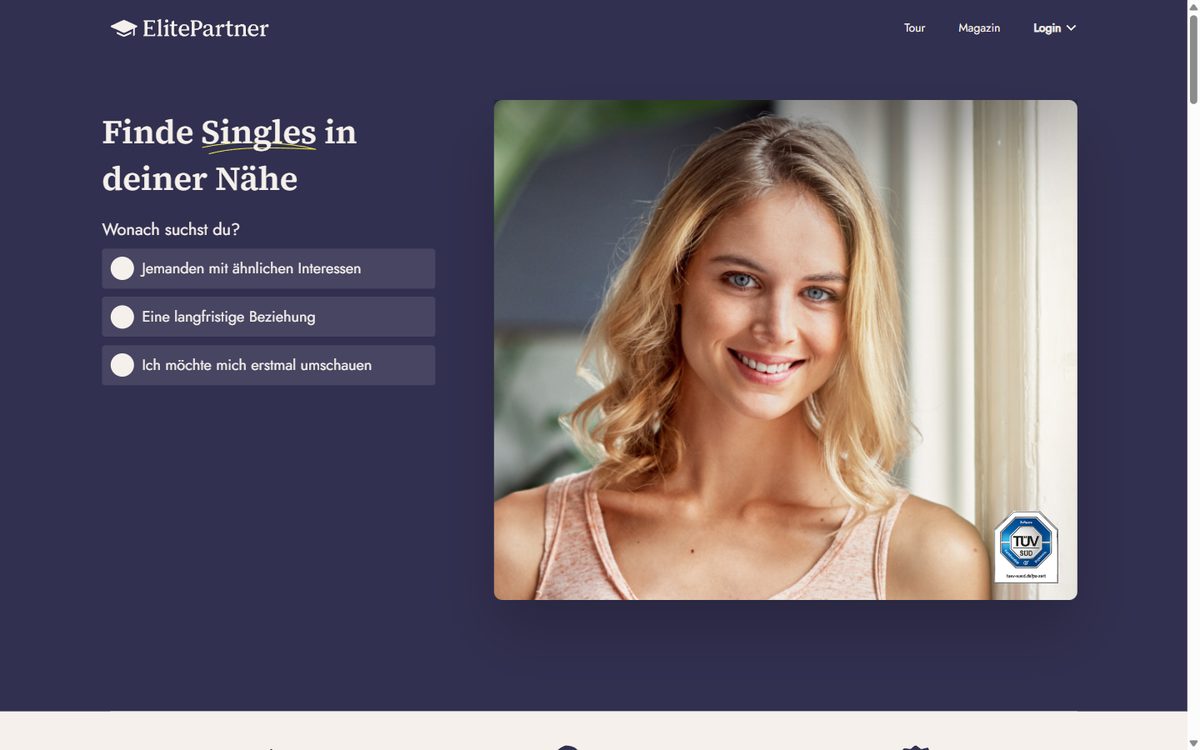 Erster Schritt der Anmeldung bei ElitePartner: der virtuelle Assistent fragt nach dem Vornamen