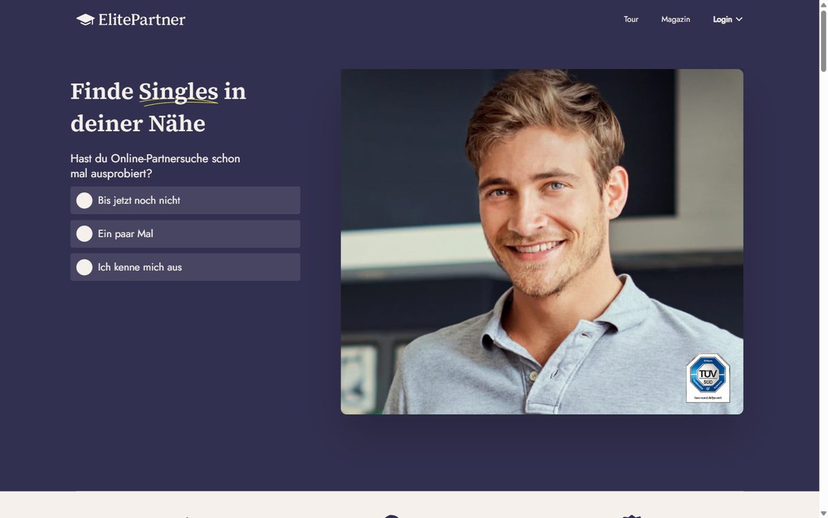 Startseite von ElitePartner